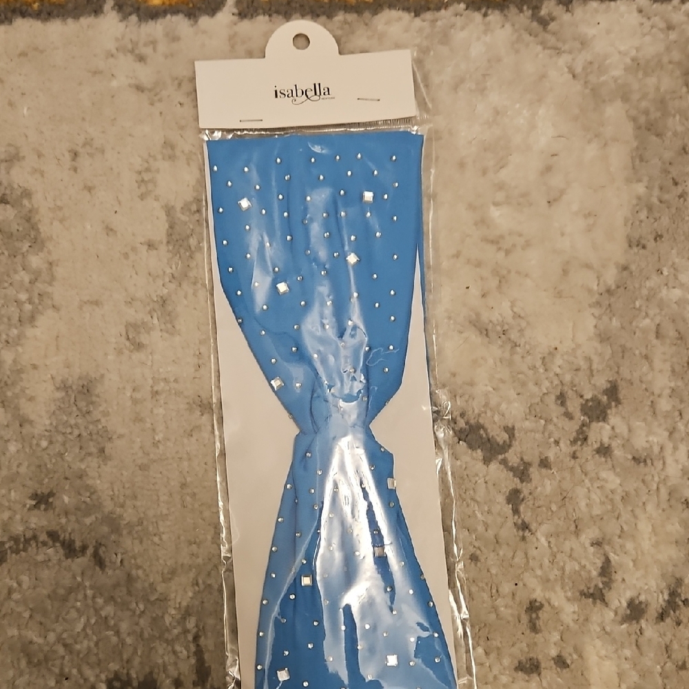 Isabella Blue Hair Scarf with Rhinestones